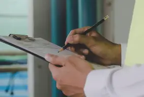 person looking at a chart